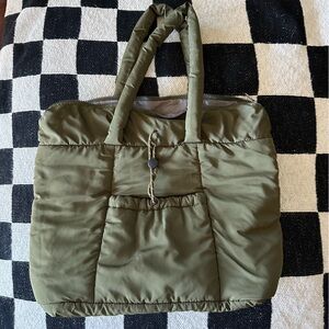 Urban Expression Olive Green Quilted Tote Bag